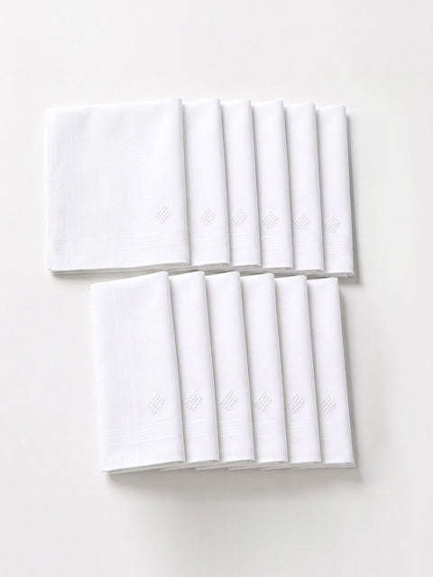 LANE LINEN White 100% Cotton Handkerchiefs for Men, Soft Pocket Hanky (12 Pc Pack), White, Regular