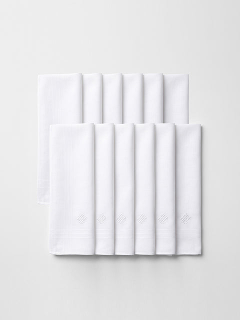 LANE LINEN White 100% Cotton Handkerchiefs for Men, Soft Pocket Hanky (12 Pc Pack), White, Regular