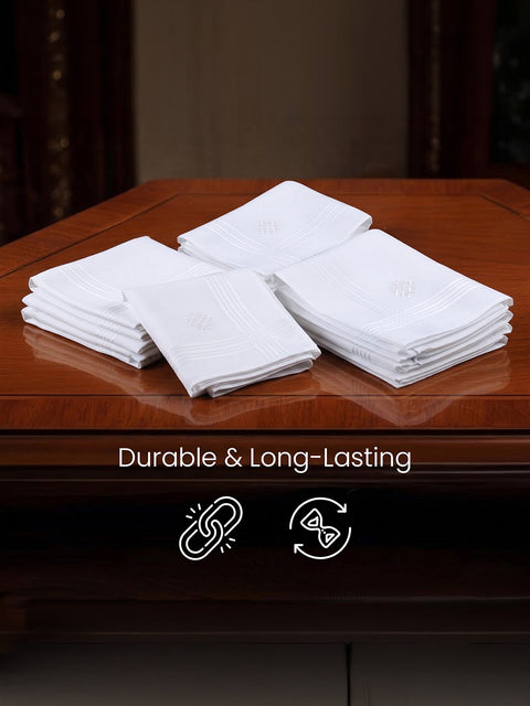 LANE LINEN White 100% Cotton Handkerchiefs for Men, Soft Pocket Hanky (12 Pc Pack), White, Regular