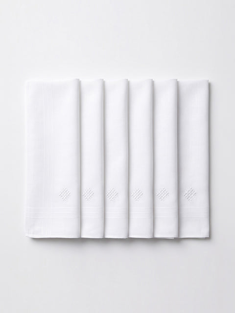 LANE LINEN White 100% Cotton Handkerchiefs for Men, Soft Pocket Hanky (6 Pc Pack), White, Regular
