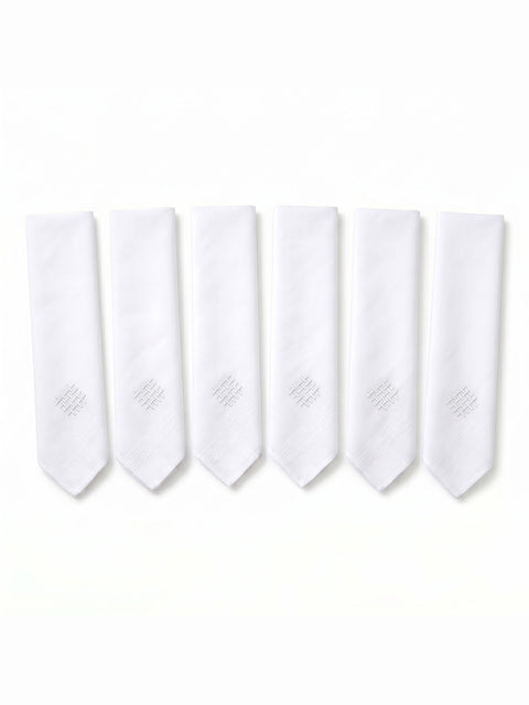 LANE LINEN White 100% Cotton Handkerchiefs for Men, Soft Pocket Hanky (6 Pc Pack), White, Regular