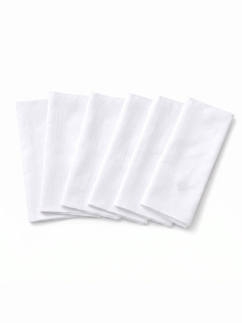 LANE LINEN White 100% Cotton Handkerchiefs for Men, Soft Pocket Hanky (6 Pc Pack), White, Regular