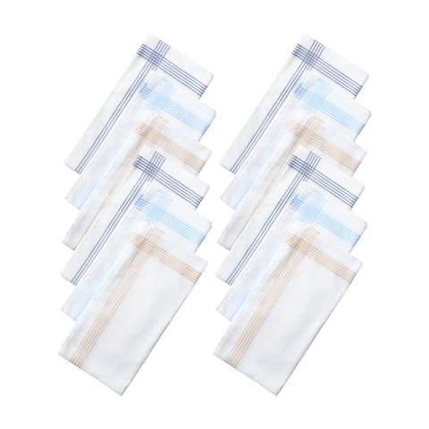 LANE LINEN White 100% Cotton Handkerchiefs for Men, Soft Pocket Hanky (12 Pc Pack), White, Regular