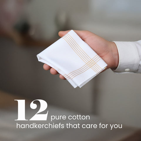 LANE LINEN White 100% Cotton Handkerchiefs for Men, Soft Pocket Hanky (12 Pc Pack), White, Regular