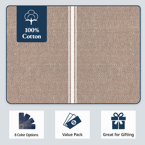 Herringbone Kitchen Towel - 100% Pure Cotton Dish Towels for Kitchen, Pack of 6 - Beige Chambrey KHUSPAL HOME TEXTILE LLP