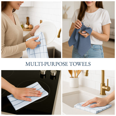 Herringbone Kitchen Towel - 100% Pure Cotton Dish Towels for Kitchen, Pack of 6