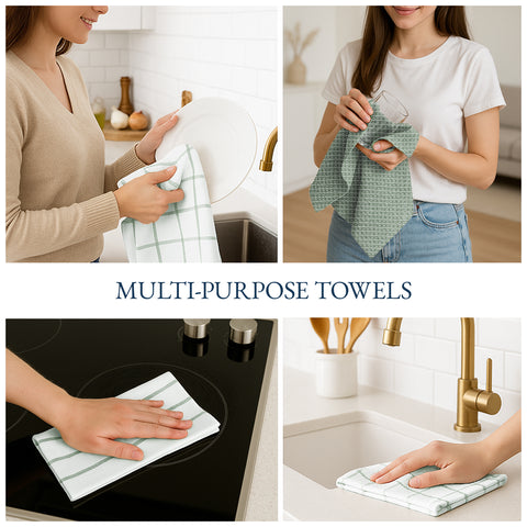 Multiweave Kitchen Towel And Dishcloths Set - Pack of 12