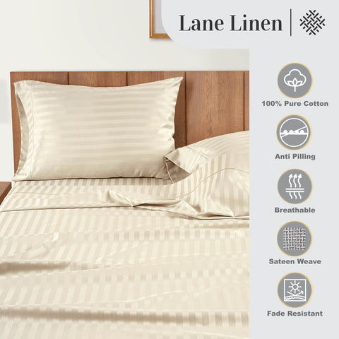 Ivory Colour Pure Cotton Bedsheets, Breathable & Sustainable Bedding, Fade Resistant 