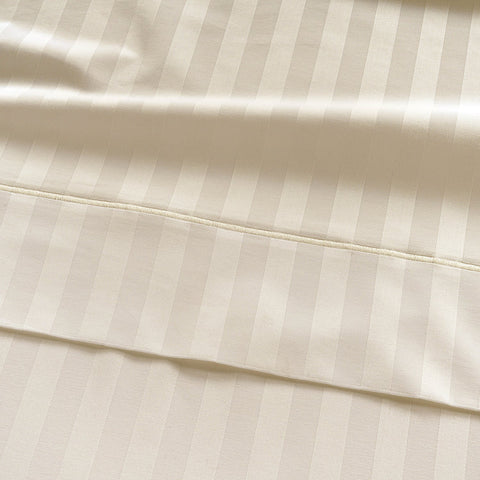 lane linen 100% egyptian cotton stripe king size bedsheet set - 800 tc, 5 Pc bedding set (1 bedsheet with 4 pillow case) - luxury satin weave cotton sheets (2.74m x 2.74m)#color_ivory