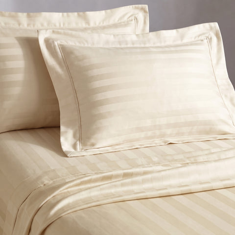 Galaxy | 100% Cotton 250 TC Damask Stripe | Eco-friendly & Wrinkle-free | 3 Piece (1 Bedsheet + 2 Pillow Covers) | Sateen Weave | Double Bed Sheet Set