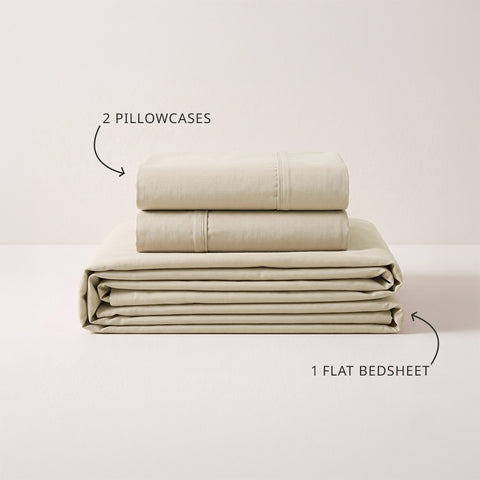 Organica | 100% organic Cotton Sheet Set | Soft & Breathable Fabric | 3 Piece (1 Bedsheet + 2 Pillow Covers) | Percale Weave | GOTS Certified - Double Bed Sheet Set