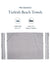 Turkish beach towel with packaging details of Size and pack of 2 on a white background