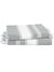 Gray and white color striped towel with tassels on a white background 