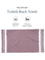 Turkish beach towel with packaging details on a white background