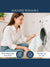 Woman washing a towel in a washing machine with text on machine washability.