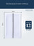 White Premium kitchen towel with gray stripe, dimensions, and Lane Linen branding.