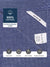 Indigo Color Kitchen Towel with '100% Cotton' label, hanging loop, and product details on a blue and white patterned background i.e Super Soft, Durable, Skin Friendly, Highly Absorbent