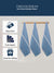 Three Indigo Color kitchen towels with white stripes Hanging on a wooden rack against on a Light gray background, with text about product features, i.e value For Money Pack, Color Variation Available, Great For Gifting Product
