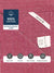 Red herringbone patterned towel with labels and text on a red background