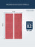 Red kitchen towel with measurements and Dimensions Lane Linen branding on a white background