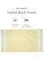 Yellow Turkish beach towel with white stripes on a white background, labeled as pre-washed and oversized.