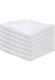 A stack of six white 100% cotton handkerchiefs for men, soft pocket hankies.