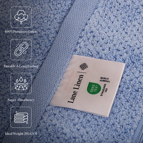 Lane Linen Hand Towels, 100% Premium Cotton Hand Towels, Durable & Long Lasting Hand Towels, Super Absorbance Hand Towels, Light Blue Colour 