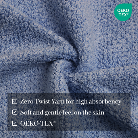 Zero Twist Yarn For High Absorbency, Soft & Gentle Feel On The Skin , OEKO-TEX Hand Towels, Light Blue colour
