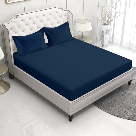 Dark Denim Bedsheet With 2 Pillows, Organic & Sustainable Bedsheet 