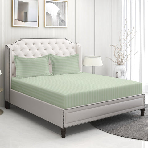 Alyssa Strip King Satin Mineral  Colour Sheet With 2Pillows