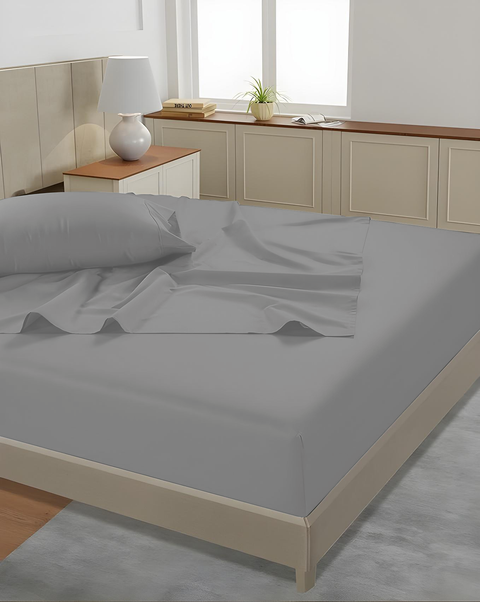Silver Colour Bedsheet & Pillow, Soft Bedsheet, Skin Friendly Bedsheet