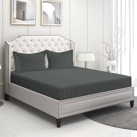 A Cal King Charcoal Colour Bed Sheet Set with 2 Pillows