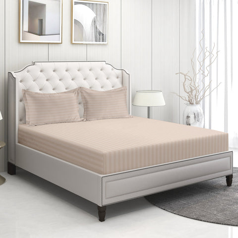 A Cal King Sephia Rose Colour Bed Sheet Set with 2 Pillows