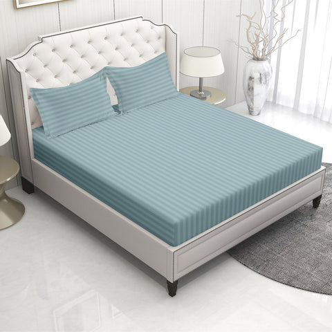  French Blue Colour Bedsheet With 2 Pillows, Organic & Sustainable Bedsheet 