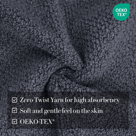 Zero Twist Yarn For High Absorbency, Soft & Gentle Feel On The Skin , OEKO-TEX, Bath Towels, Charcoal colour