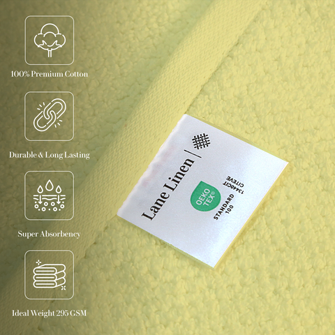 Lane Linen Bath Towels, 100% Premium Cotton Bath Towels, Durable & Long Lasting Bath Towels,Ideal Weight 295 GSM, Super Absorbance Hand Towels, Yellow Colour Bath Towel