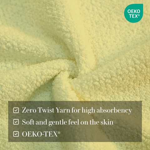 Zero Twist Yarn For High Absorbency, Soft & Gentle Feel On The Skin , OEKO-TEX, Bath Towels, Yellow colour