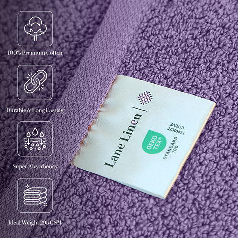 Lane Linen Bath Towels, 100% Premium Cotton Bath Towels, Durable & Long Lasting Bath Towels,Ideal Weight 295 GSM, Super Absorbance Hand Towels,Lavendar Colour Bath Towel