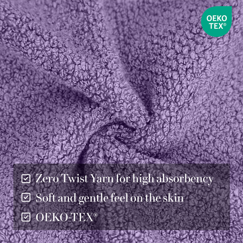 Zero Twist Yarn For High Absorbency, Soft & Gentle Feel On The Skin , OEKO-TEX, Bath Towels, Lavendar colour