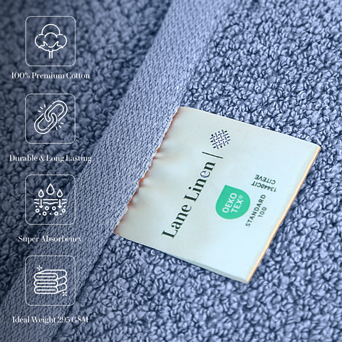 Lane Linen Bath Towels, 100% Premium Cotton Bath Towels, Durable & Long Lasting Bath Towels,Ideal Weight 295 GSM, Super Absorbance Hand Towels, Light Blue Colour Bath Towel