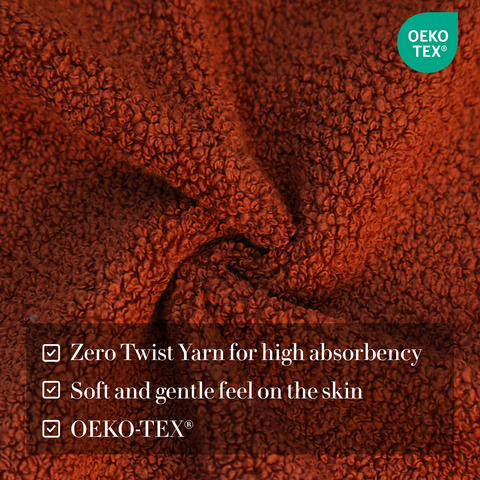 Zero Twist Yarn For High Absorbency, Soft & Gentle Feel On The Skin , OEKO-TEX, Bath Towels, Brown colour