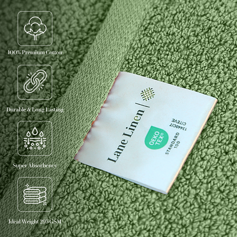 Lane Linen Bath Towels, 100% Premium Cotton Bath Towels, Durable & Long Lasting Bath Towels,Ideal Weight 295 GSM, Super Absorbance Hand Towels, Olive Colour Bath Towel