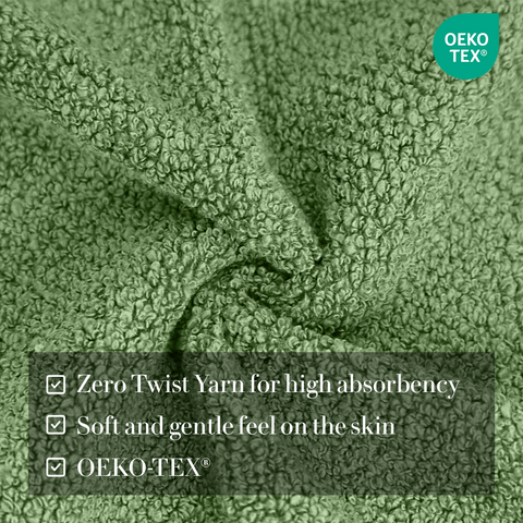Zero Twist Yarn For High Absorbency, Soft & Gentle Feel On The Skin , OEKO-TEX, Bath Towels, Olive colour