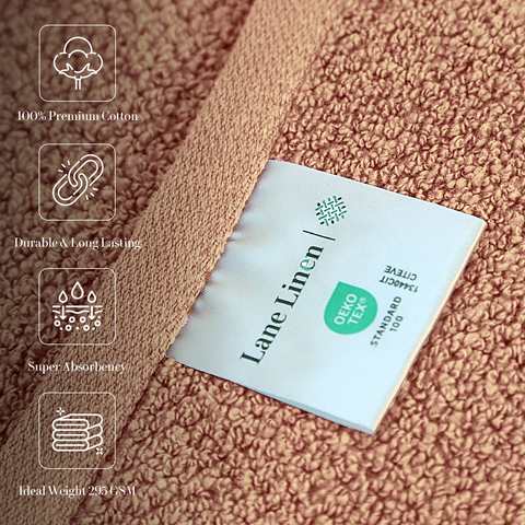 Lane Linen Bath Towels, 100% Premium Cotton Bath Towels, Durable & Long Lasting Bath Towels,Ideal Weight 295 GSM, Super Absorbance Hand Towels, Peach Colour Bath Towel
