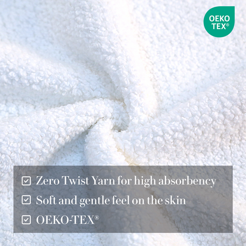 Zero Twist Yarn For High Absorbency, Soft & Gentle Feel On The Skin , OEKO-TEX, Bath Towels, White colour