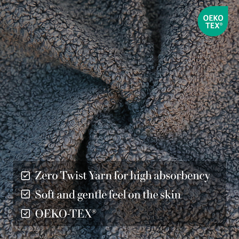 Zero Twist Yarn For High Absorbency, Soft & Gentle Feel On The Skin , OEKO-TEX Hand Towels, Charcoal colour