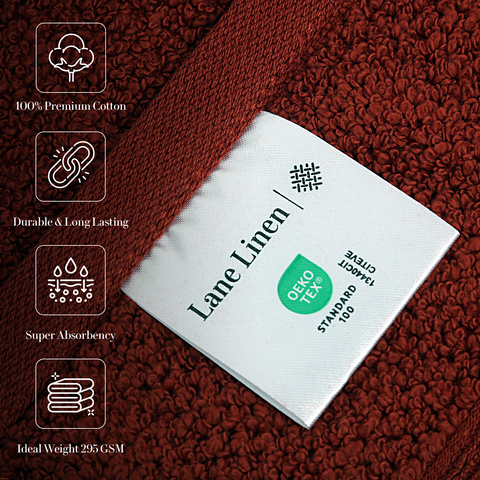 Lane Linen Hand Towels, 100% Premium Cotton Hand Towels, Durable & Long Lasting Hand Towels, Super Absorbance Hand Towels, Dark Brown Colour 