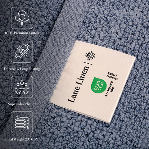 Lane Linen Hand Towels, 100% Premium Cotton Hand Towels, Durable & Long Lasting Hand Towels, Super Absorbance Hand Towels,Dusk Blue Colour 