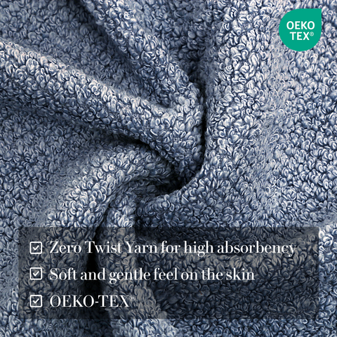 Zero Twist Yarn For High Absorbency, Soft & Gentle Feel On The Skin , OEKO-TEX Hand Towels, Dusk Blue colour