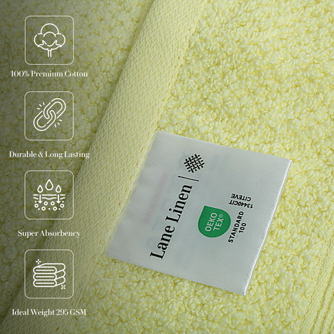 Lane Linen Hand Towels, 100% Premium Cotton Hand Towels, Durable & Long Lasting Hand Towels, Super Absorbance Hand Towels, YellowColour 
